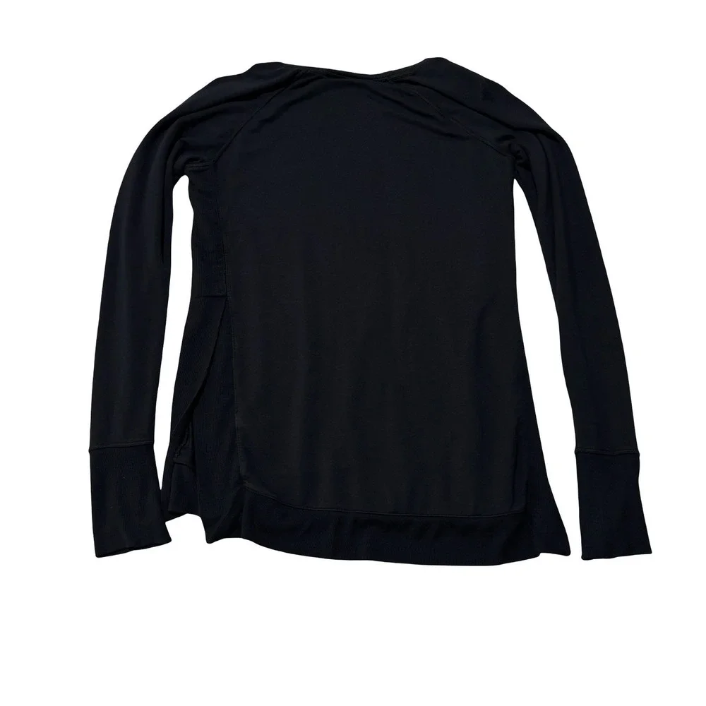 Athleta Women's Long Sleeve Yoga‎ Gym Training Shirt Top Black Size M 18.5 x 28